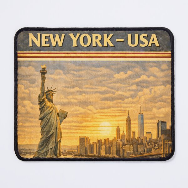 Item preview, Vintage New York Skyline with Statue of Liberty designed and sold by mythographiaart.