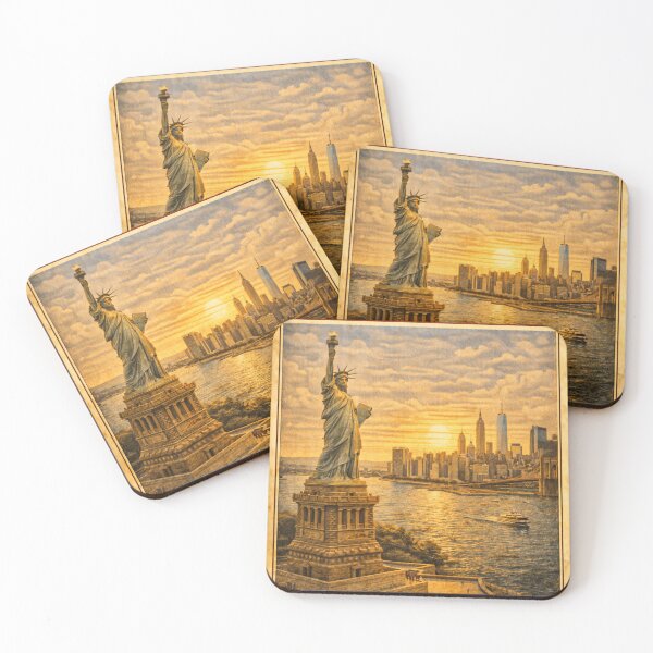 Item preview, Vintage New York Skyline with Statue of Liberty designed and sold by mythographiaart.