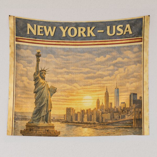 Item preview, Vintage New York Skyline with Statue of Liberty designed and sold by mythographiaart.