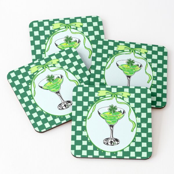 Item preview, Shamrock Cocktail Retro Coquette – Green Checkered designed and sold by MaiZephyr.