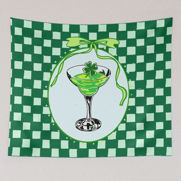 Item preview, Shamrock Cocktail Retro Coquette – Green Checkered designed and sold by MaiZephyr.