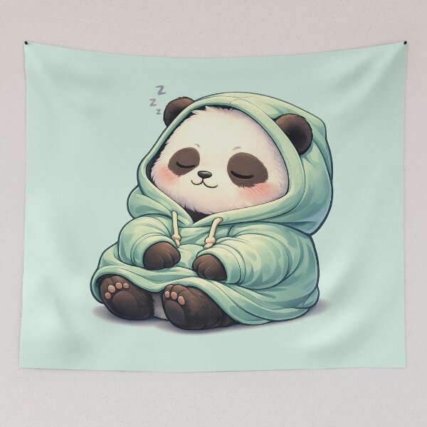 Item preview, Sleepy Panda in Cozy Mint Hoodie designed and sold by Raddoodler.