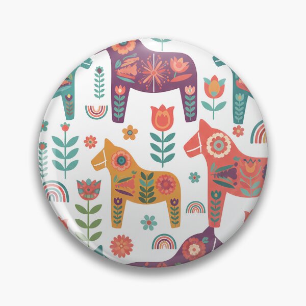Item preview, Dala Horse Pattern – Scandinavian Folk Art by heidiannemorris © designed and sold by FOLK ART FUSION.