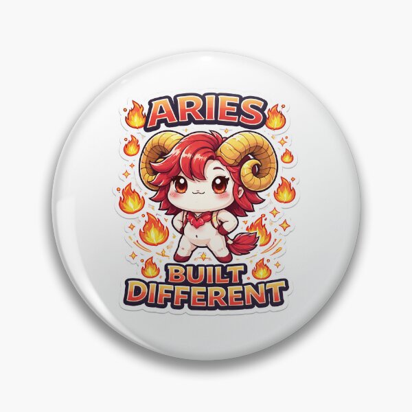 Item preview, Aries: "Built Different" – Cute Kawaii Fire Sign Ram Sticker Style Zodiac Shirt designed and sold by DiamondSkyShirt.