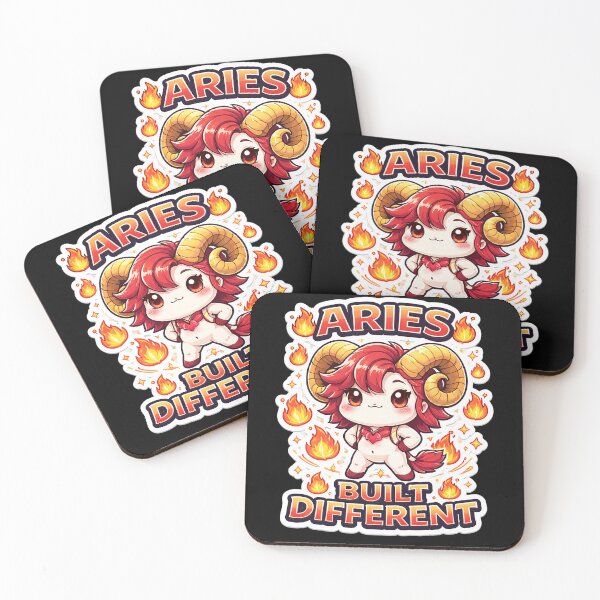 Item preview, Aries: "Built Different" – Cute Kawaii Fire Sign Ram Sticker Style Zodiac Shirt designed and sold by DiamondSkyShirt.