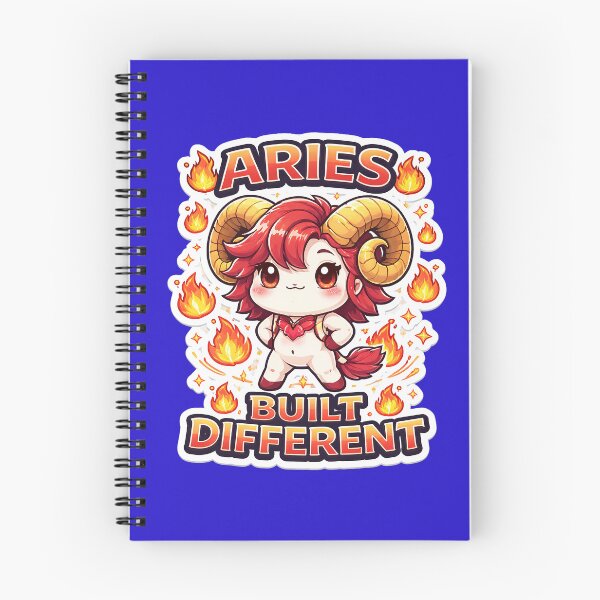 Item preview, Aries: "Built Different" – Cute Kawaii Fire Sign Ram Sticker Style Zodiac Shirt designed and sold by DiamondSkyShirt.