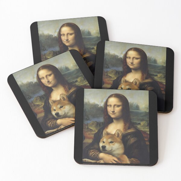 Item preview, Lisa with Shiba Inu – Classic Art Dog Mashup designed and sold by MOFAPPAREL.