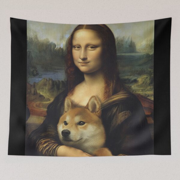 Item preview, Lisa with Shiba Inu – Classic Art Dog Mashup designed and sold by MOFAPPAREL.