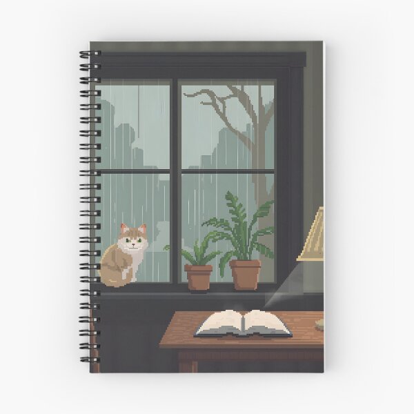 Item preview, Gato lluvioso en el acogedor Pixel Cafe | Lámina artística designed and sold by ThePixelArchive.