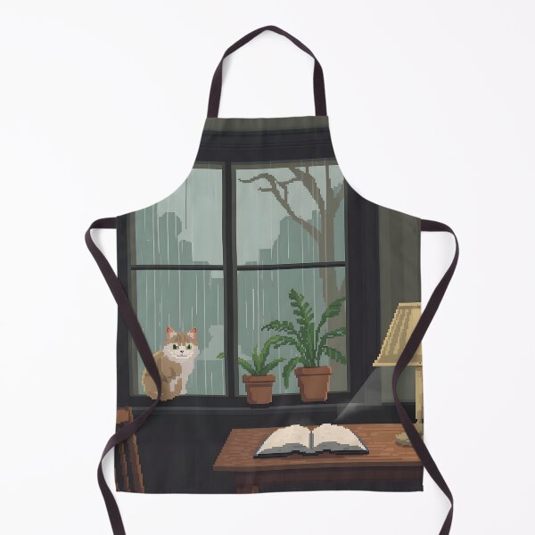 Item preview, Cozy Pixel Cafe Rainy Day Cat | Art Print designed and sold by ThePixelArchive.