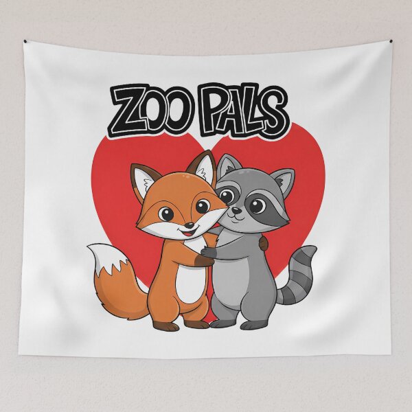 Item preview, Friendship Between Fox and Raccoon - Zoo Pals designed and sold by Art-Arcade6.