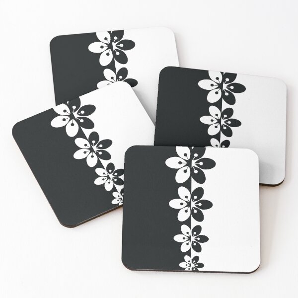 Item preview, 1960's Bold Retro Mod Flowers in Black and White designed and sold by medadesign.