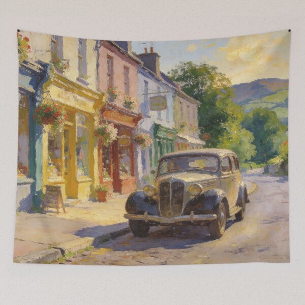 Item preview, Beautiful European Street with Nature View, Impressionism Style Art Print designed and sold by BlareBlare.