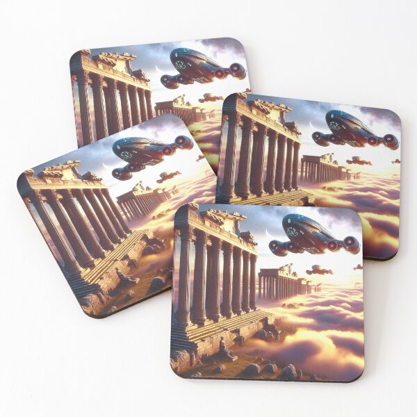 Item preview, Spaceship Passing Over Roman Temples designed and sold by Dogandesighn.