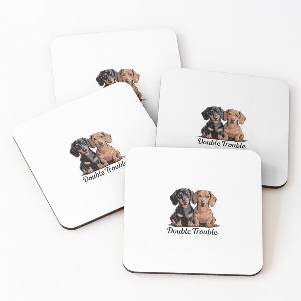 Item preview, Double Trouble – Modern Dachshund Outline Illustration designed and sold by The Waggy Doodle.