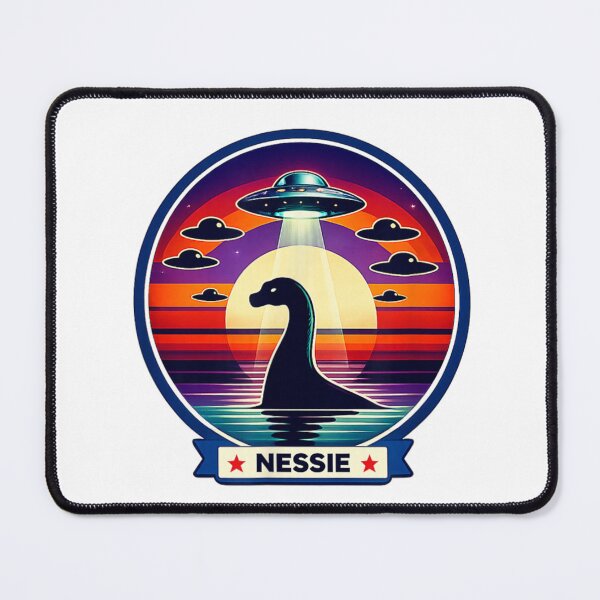 Item preview, Nessie Loch Ness Monster UFO Abduction Retro Synthwave Sunset Space Art designed and sold by HuserPiri.