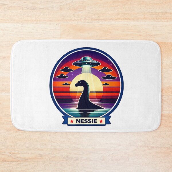Item preview, Nessie Loch Ness Monster UFO Abduction Retro Synthwave Sunset Space Art designed and sold by HuserPiri.