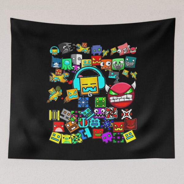 Item preview, Geometry Dash Icon Collage Gaming Pattern For Pro Players And Fans designed and sold by RenettaFunky.