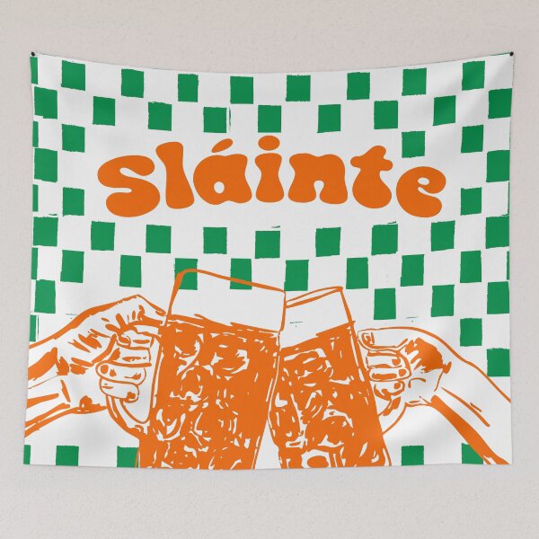 Item preview, Sláinte Beer Retro Checkered Irish Pub designed and sold by MaiZephyr.