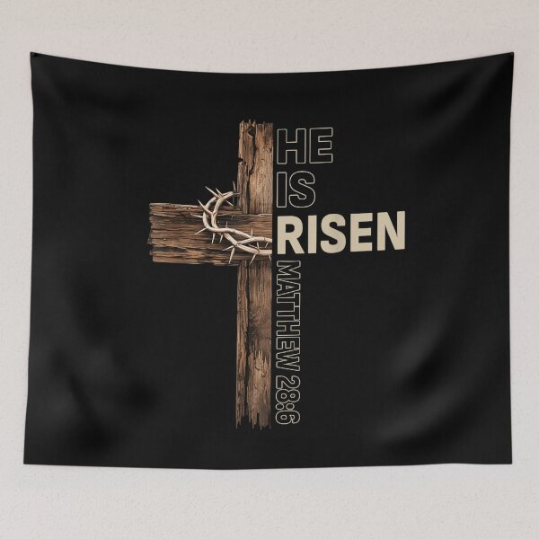 Item preview, He Is Risen Matthew 28:6 Easter Cross And Crown Of Thorns Art designed and sold by RannaHile.