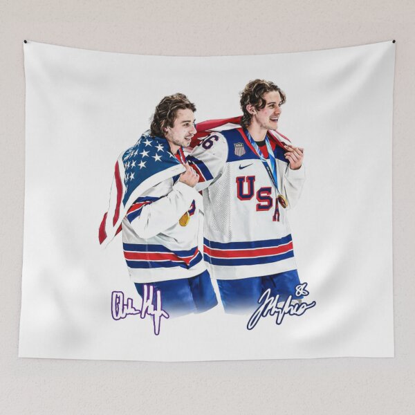 Item preview, Jack Hughes Quinn Hughes - Jack Hughes Missing Teeth USA Hockey, Jack Hughes USA Hockey Golden Goal Champion 2026 designed and sold by CLOUDYMOODS.