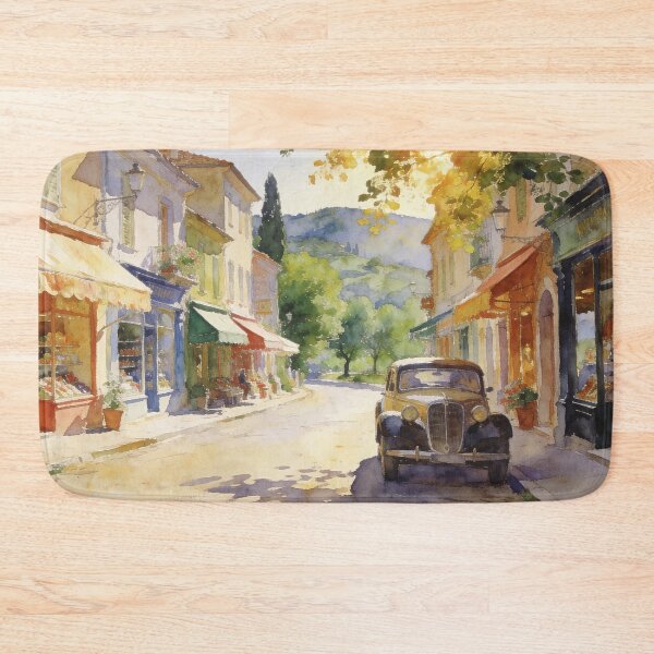 Item preview, Elegant Historic Street Scene, Vintage Car & Floral Shop Impressionist Print designed and sold by BlareBlare.