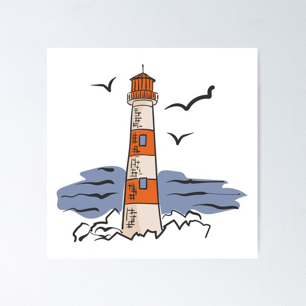 Artikelvorschau, Handgezeichneter Leuchtturm mit Tusche. Minimalistische Küstenlinienkunst. entworfen und verkauft von Deepness2023.