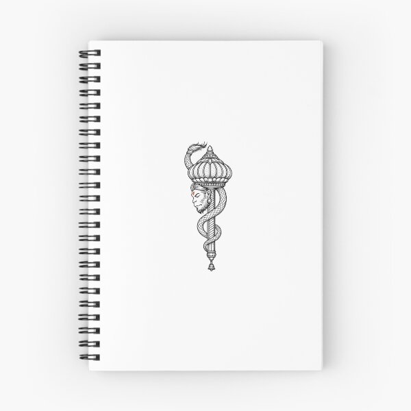 Item preview, Hanuman Gada with Sacred S-Tail – Minimal Line Art (Orange Tilak Edition) designed and sold by KumarGandhi.