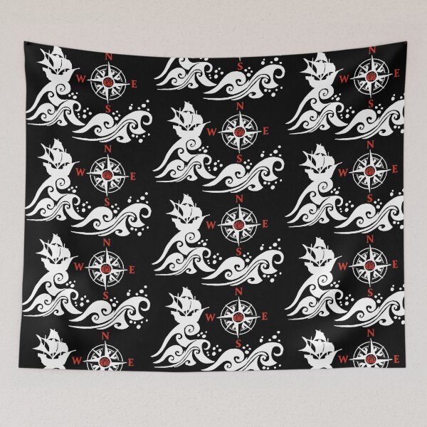 Item preview, White boat and compass rose designed and sold by Lagueny.