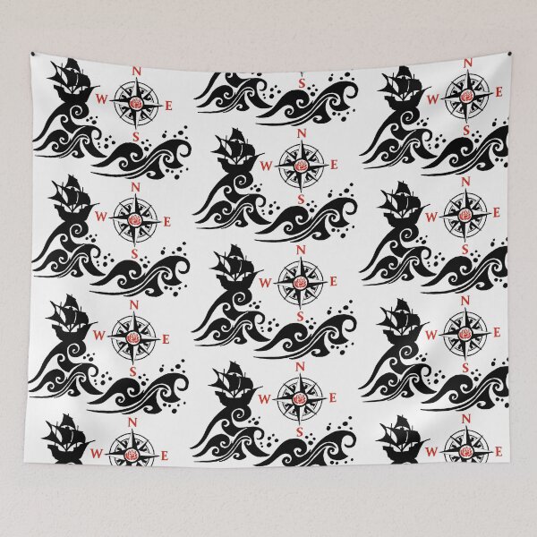 Item preview, Black boat and compass rose designed and sold by Lagueny.