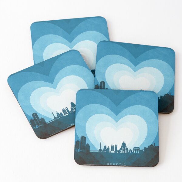 Item preview, Brescia Italy Skyline Hearts Blue designed and sold by ArtPrints.