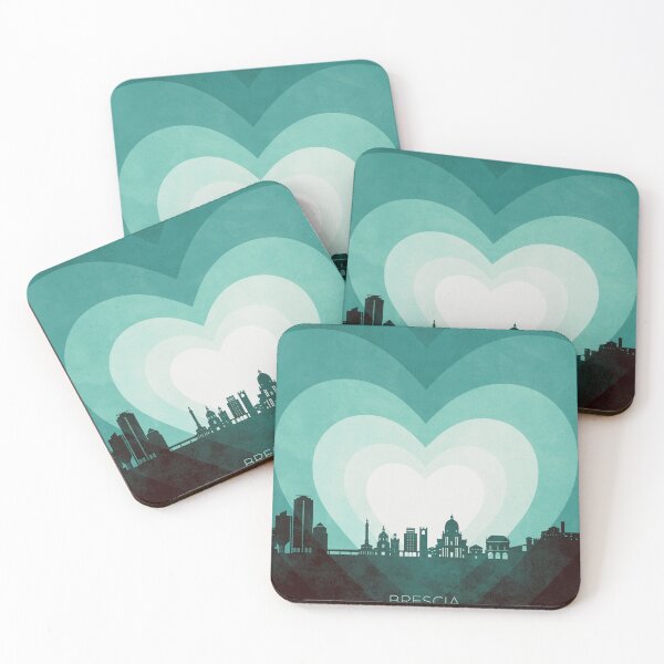 Item preview, Brescia Italy Skyline Hearts Teal designed and sold by ArtPrints.