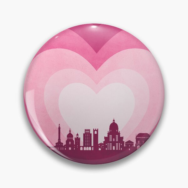 Item preview, Brescia Italy Skyline Hearts Pink designed and sold by ArtPrints.