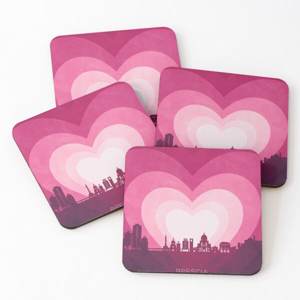 Item preview, Brescia Italy Skyline Hearts Pink designed and sold by ArtPrints.