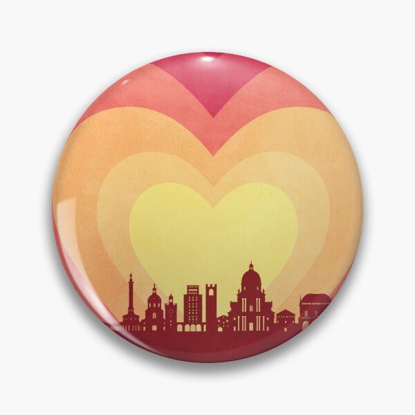Item preview, Brescia Italy Skyline Hearts Red Yellow designed and sold by ArtPrints.