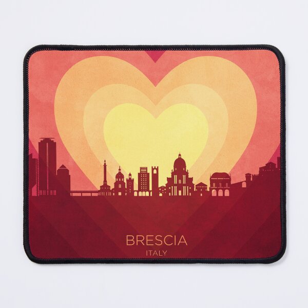 Item preview, Brescia Italy Skyline Hearts Red Yellow designed and sold by ArtPrints.