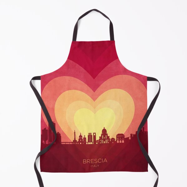 Item preview, Brescia Italy Skyline Hearts Red Yellow designed and sold by ArtPrints.