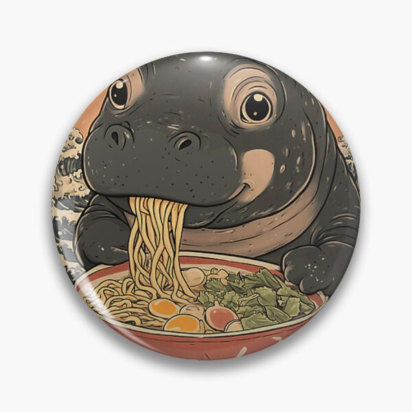 Item preview, Moo Deng Hippo Eat Ramen For Japanese Style Fan Kawaii Anime Gift For Fan designed and sold by VonMast.