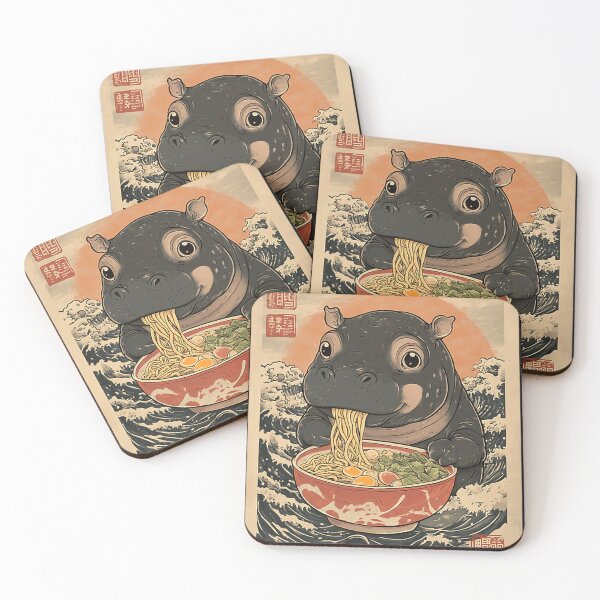 Item preview, Moo Deng Hippo Eat Ramen For Japanese Style Fan Kawaii Anime Gift For Fan designed and sold by VonMast.