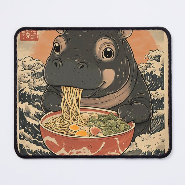 Item preview, Moo Deng Hippo Eat Ramen For Japanese Style Fan Kawaii Anime Gift For Fan designed and sold by VonMast.