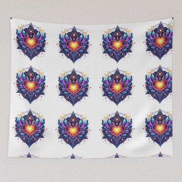 Item preview, Radiant Cosmic Heart with Sacred Geometry Crystals designed and sold by CrystalVanta.