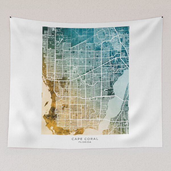 Item preview, Cape Coral Florida City Street Map designed and sold by ArtPrints.