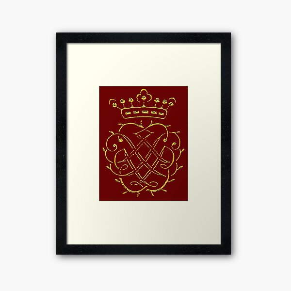 Johann Sebastian Bach..gold on gark red Monogram Framed Art Print