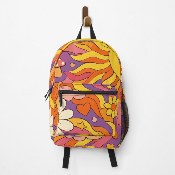 Item preview, Retro Groovy Sun & Flowers - 70s Psychedelic Mushroom & Rainbow Art designed and sold by Far Out Goods.