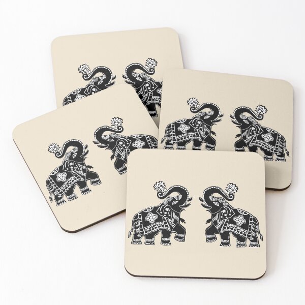 Item preview, Ornate Indian Elephant Pair Illustration designed and sold by ShreecreatE.