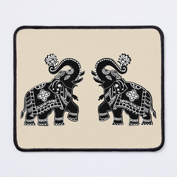 Item preview, Ornate Indian Elephant Pair Illustration designed and sold by ShreecreatE.