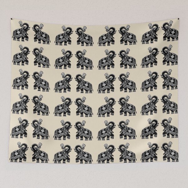 Item preview, Ornate Indian Elephant Pair Illustration designed and sold by ShreecreatE.