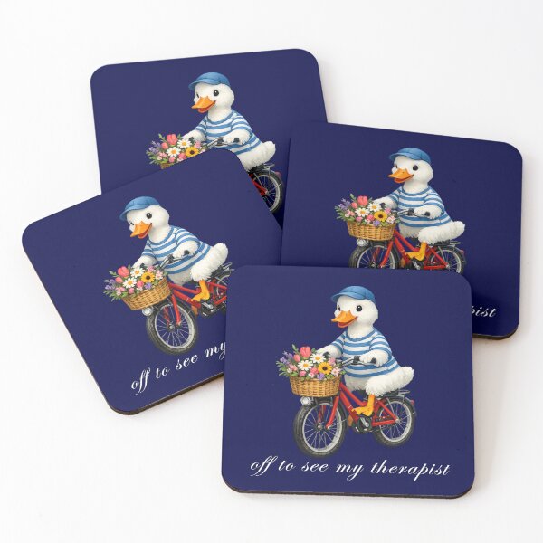 Item preview, Off To See My Therapist – Cute Duck on Bicycle Illustration designed and sold by tarzbol.