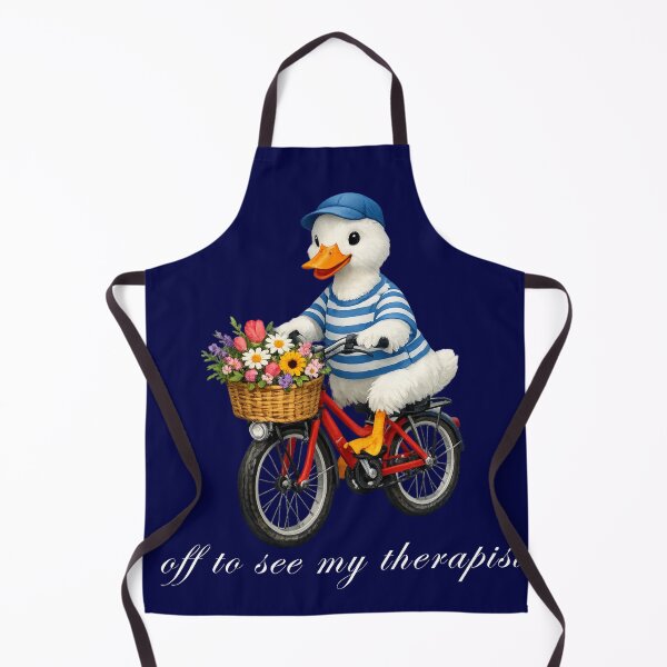Item preview, Off To See My Therapist – Cute Duck on Bicycle Illustration designed and sold by tarzbol.