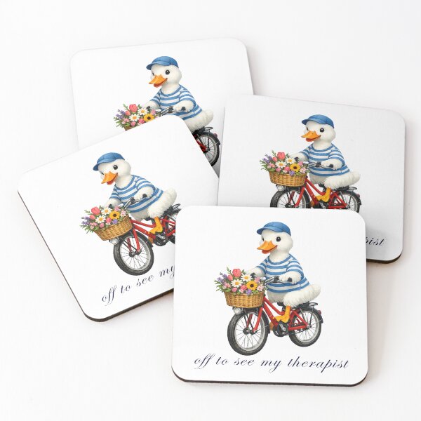 Item preview, Off To See My Therapist – Cute Duck on Bicycle Illustration designed and sold by tarzbol.